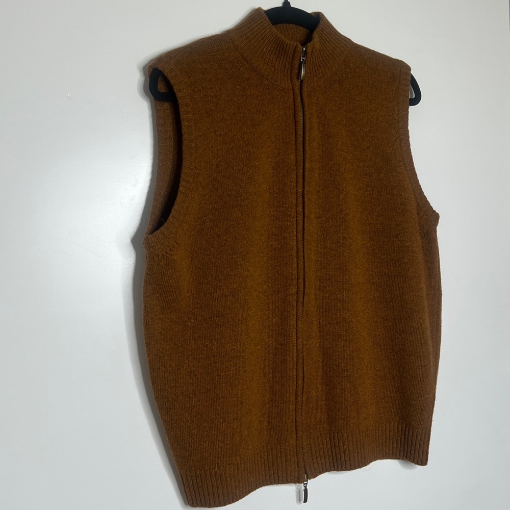 Scott Barber Sz M Double Sided Zipper 100% Merino Wool Sweater Vest - Italy